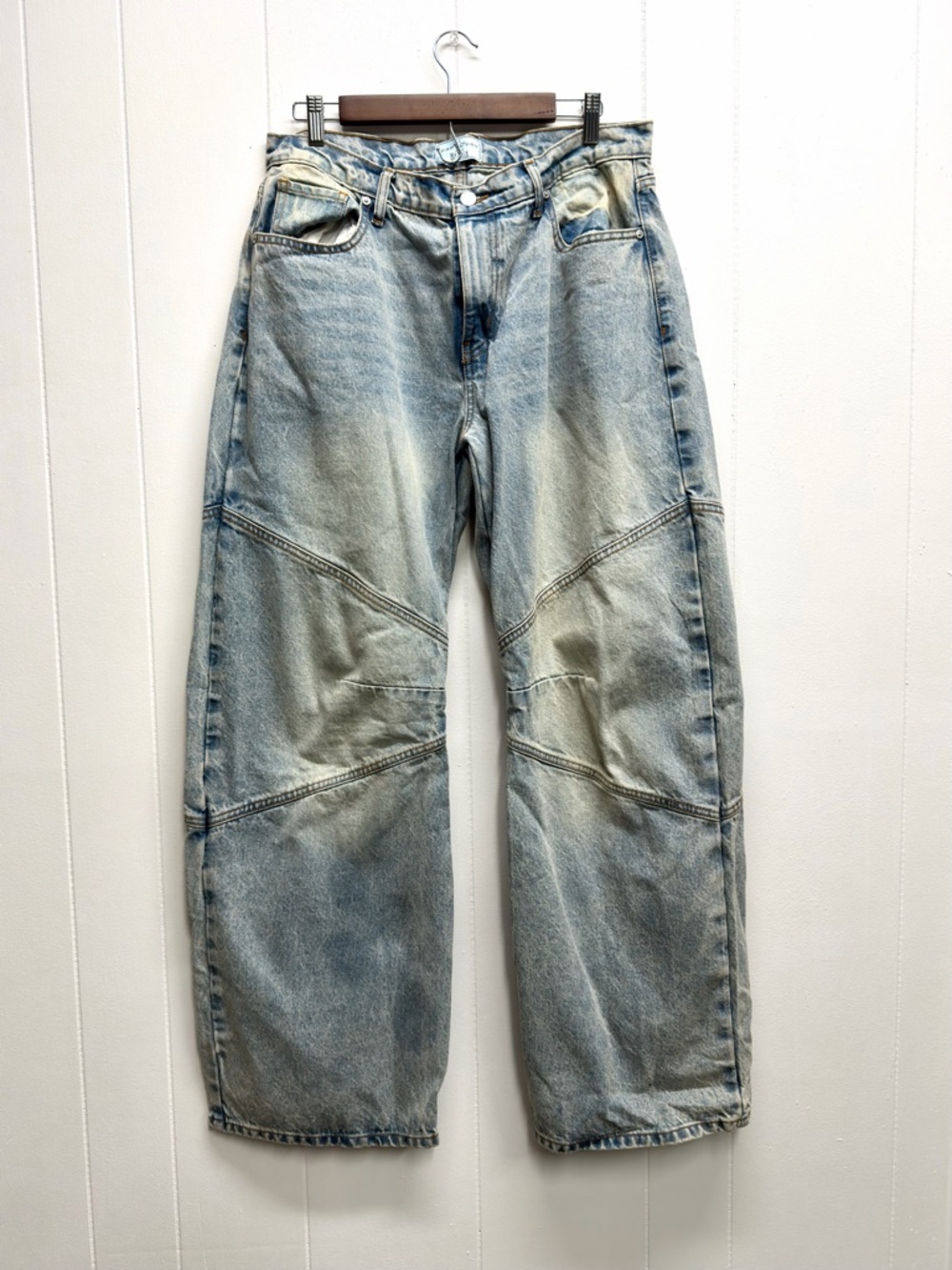 REVICE Light Blue Washed Denim Wide Leg Jeans